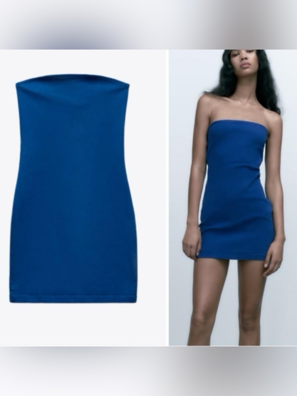 Zara Strapless Cobalt Blue Bodycon Mini Dress